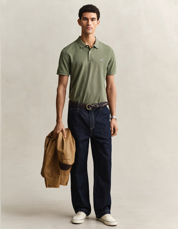 Regular fit piqué poloshirt met borstlogo in dark cactus