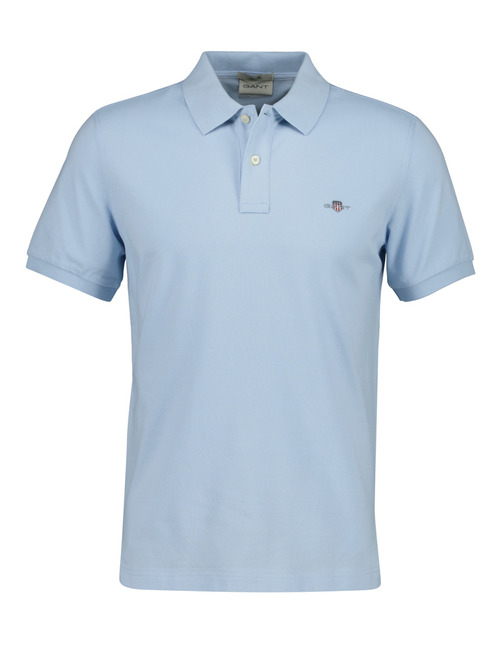 Slim fit piqué poloshirt met borstlogo in fresh blue