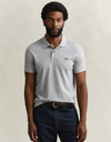 Slim fit piqué poloshirt met borstlogo in grey melange
