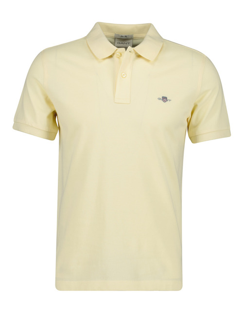 Slim fit piqué poloshirt met borstlogo in vanilla yellow