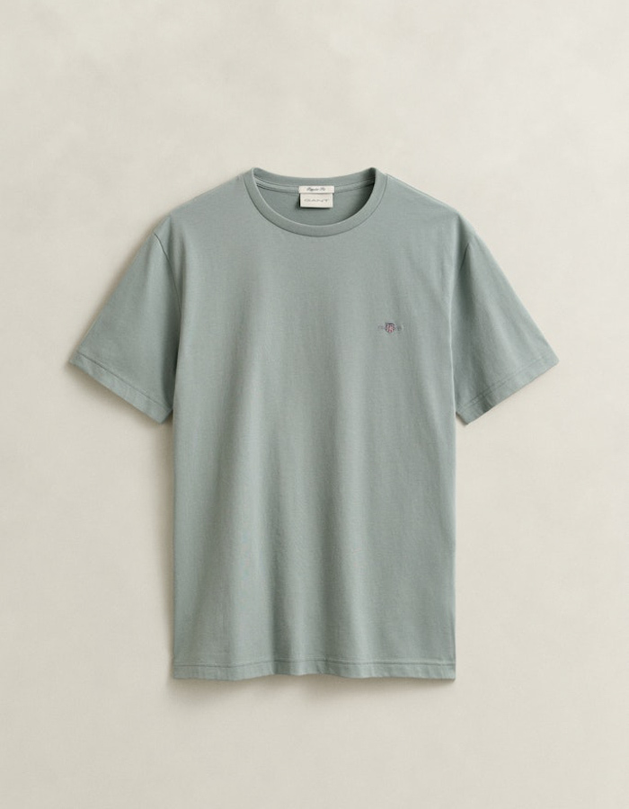 Regular fit T-shirt met geborduurd borstlogo in ceramic grey