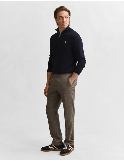 Katoenen sweater met halve rits en regular fit in evening blue