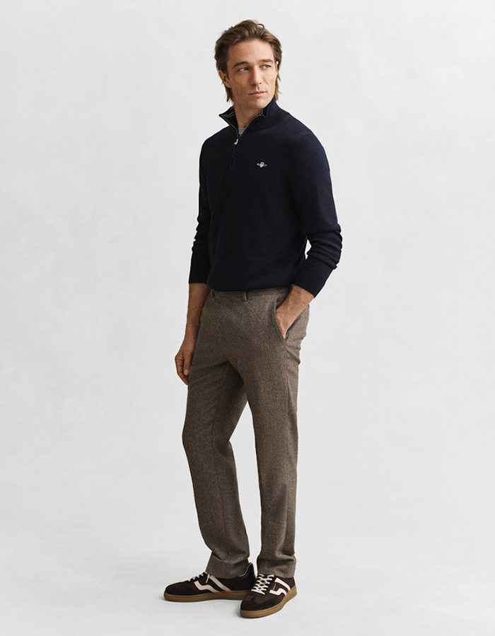 Katoenen sweater met halve rits en regular fit in evening blue