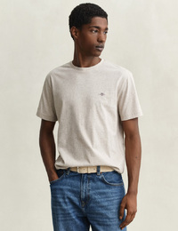 Regular fit T-shirt met geborduurd borstlogo in seed melange