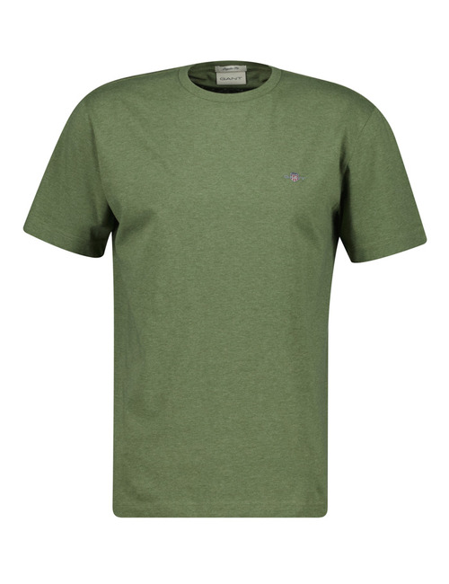 Regular fit T-shirt met geborduurd borstlogo in dark cactus