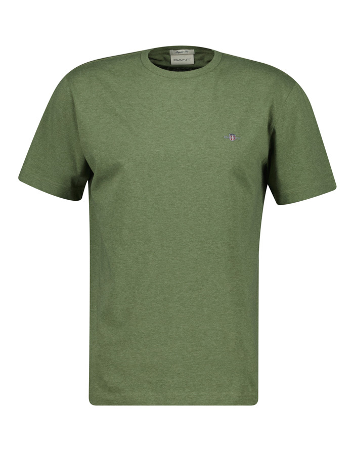 Regular fit T-shirt met geborduurd borstlogo in dark cactus