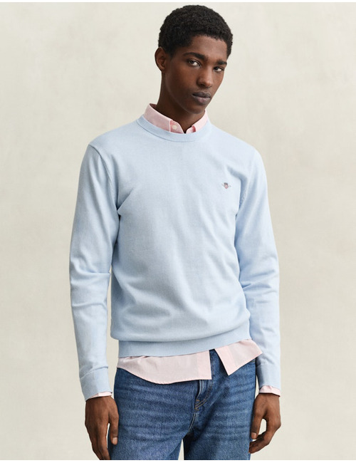 Katoenen trui met ronde hals en regular fit in fresh blue