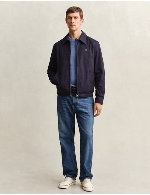 Katoenen trui met ronde hals en regular fit in denim blue melange