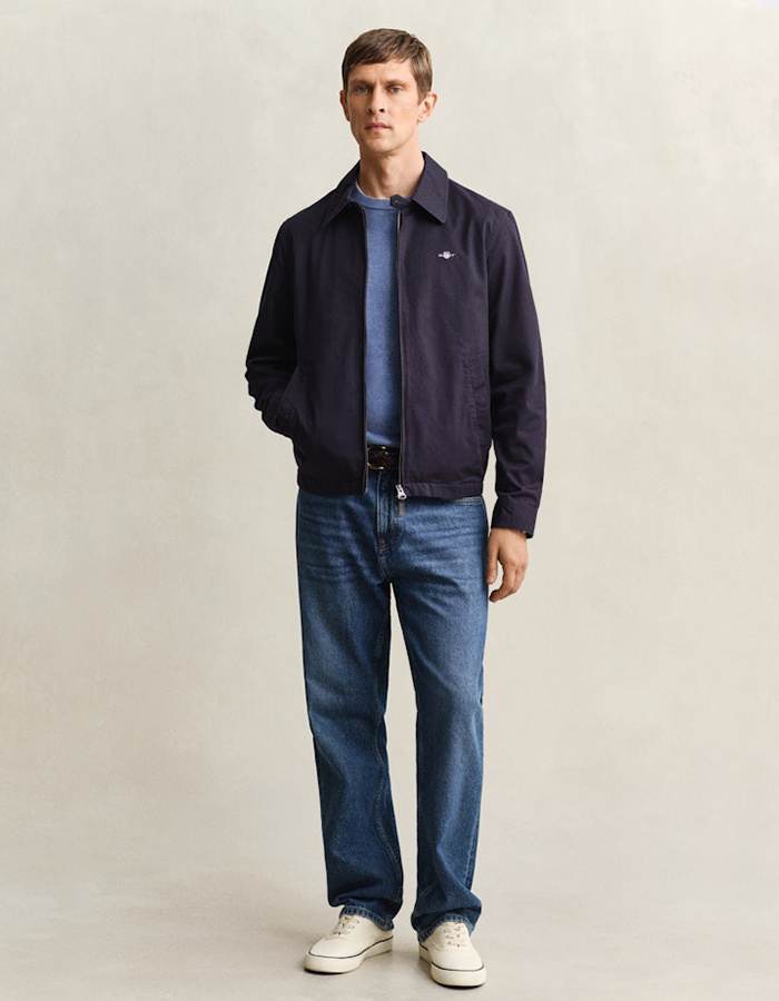 Katoenen trui met ronde hals en regular fit in denim blue melange