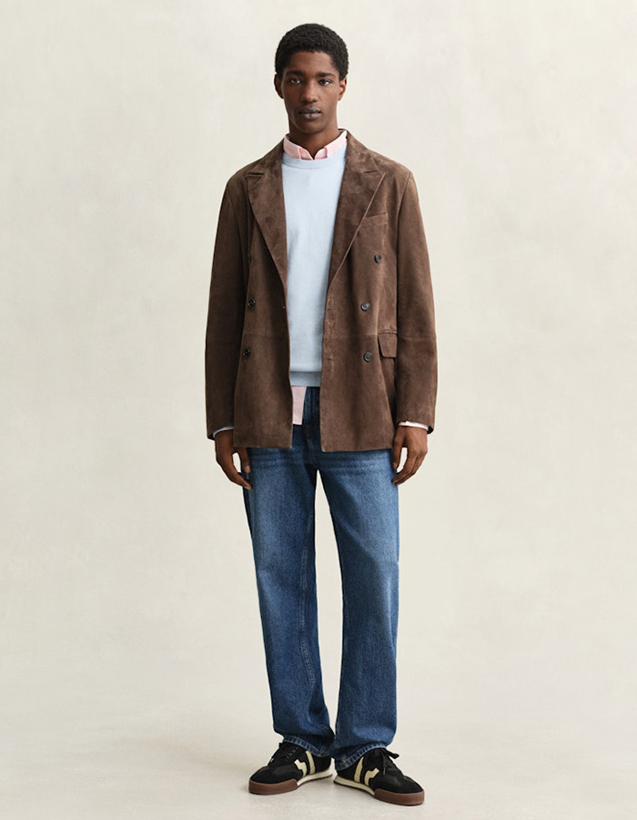 Katoenen trui met ronde hals en regular fit in fresh blue