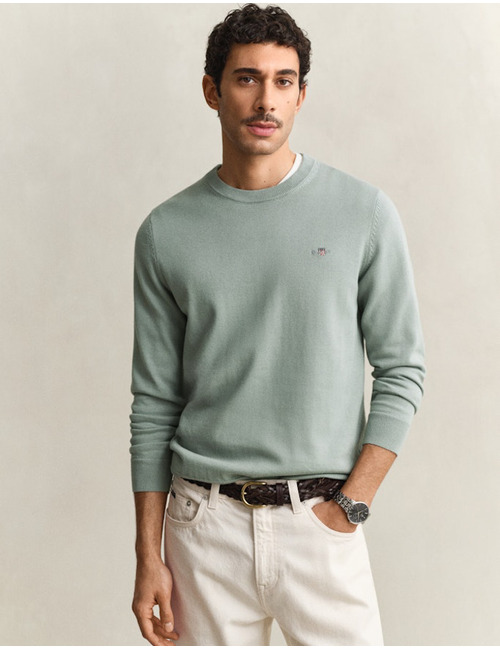 Katoenen trui met ronde hals en regular fit in ceramic grey