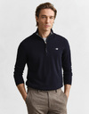 Katoenen sweater met halve rits en regular fit in evening blue