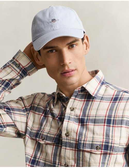 Shield cotton twill cap in muted blue
