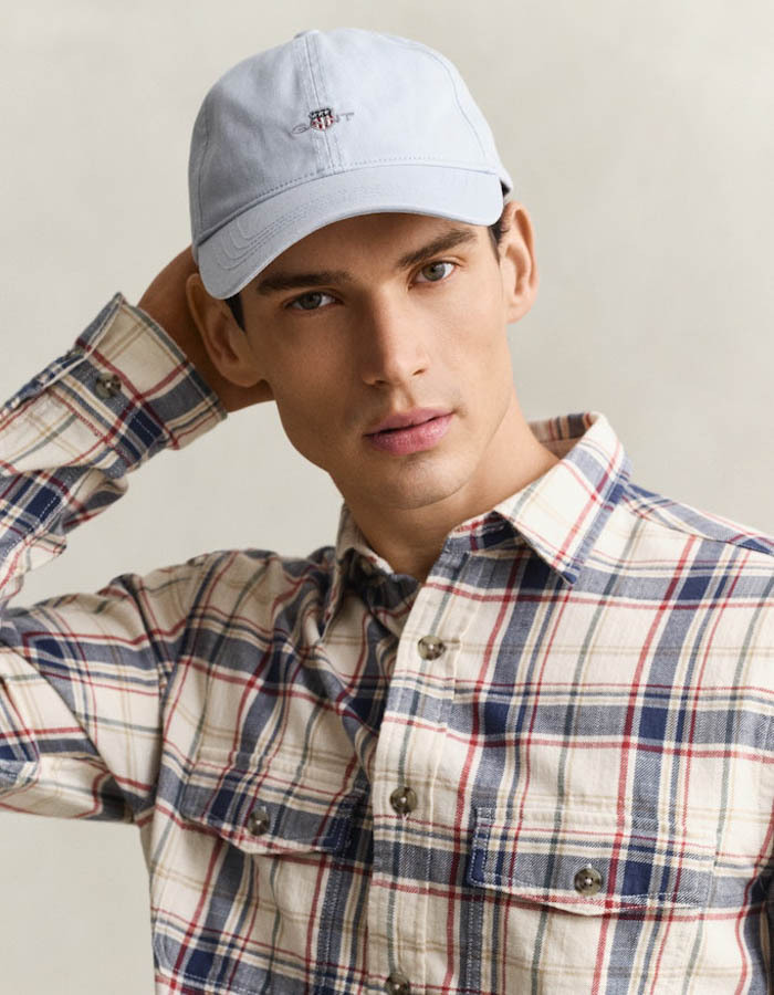 Shield cotton twill cap in muted blue