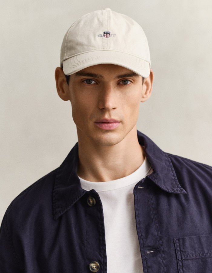 Shield cotton twill cap in putty ecru