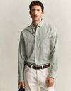 Gestreept poplin overhemd met button-down kraag en regular fit in herb green