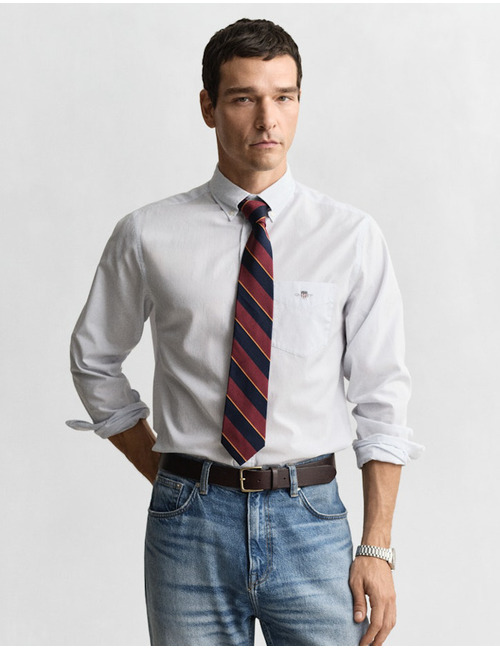 Poplin hemd met bankerstrepen in light blue