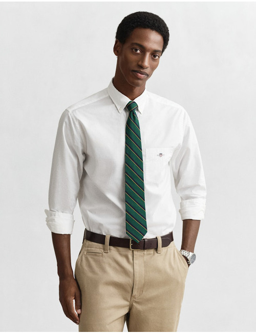 Regular fit poplin hemd met button-down kraag in white