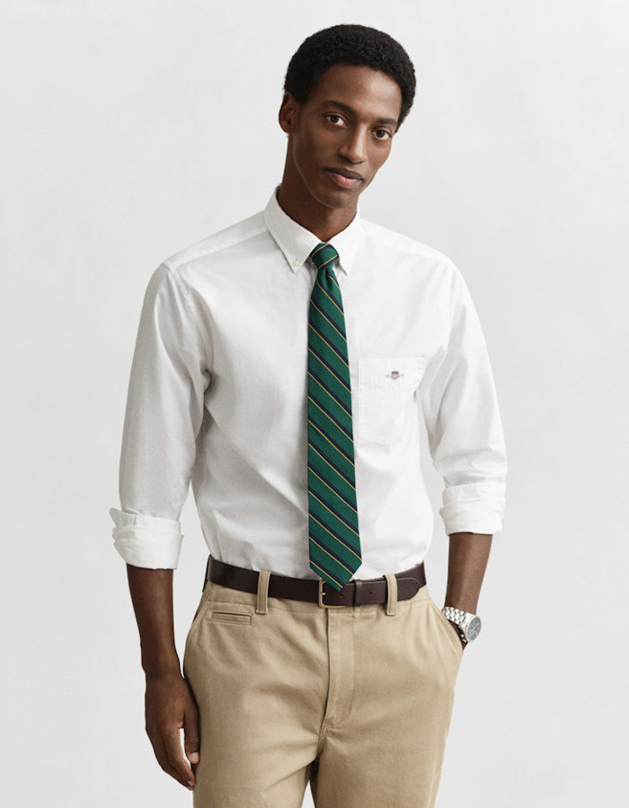 Regular fit poplin hemd met button-down kraag in white