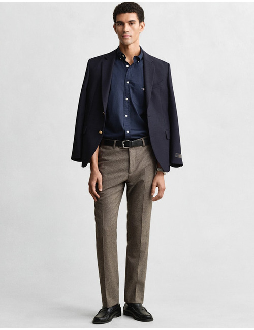 Regular fit poplin hemd met button-down kraag in marine