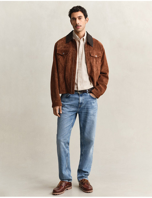 Overhemd van linnenmix met button-down kraag en regular fit in oat beige