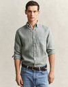 Linnen overhemd met button-down kraag en regular fit in ceramic grey
