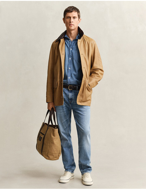 Indigo hemd met button-down kraag en regular fit in lichtblauw