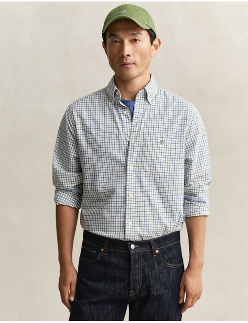 Geruit poplin overhemd met button-down kraag en regular fit in herb green