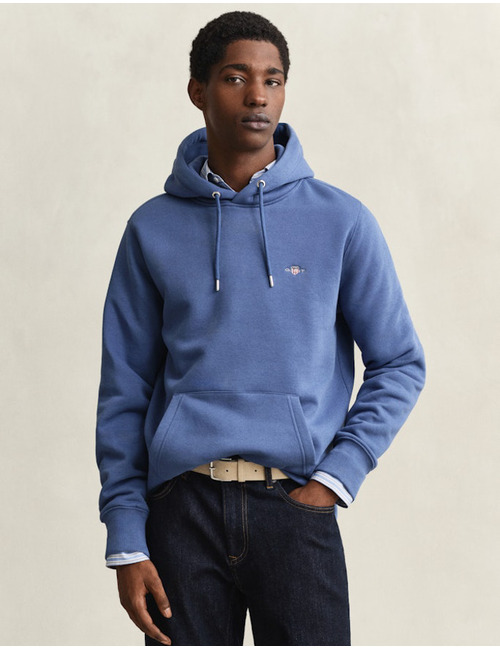 Regular fit hoodie met borstlogo in vintage blue