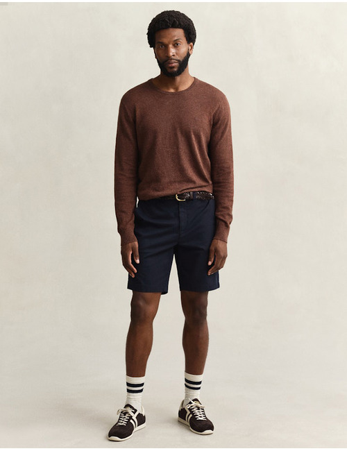 Regular fit classic chinoshort met stretch in evening blue