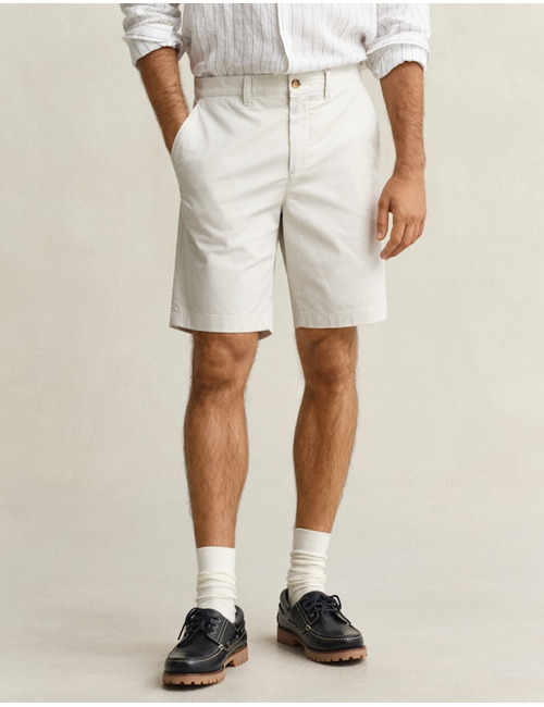 Regular fit classic chinoshort met stretch in sand