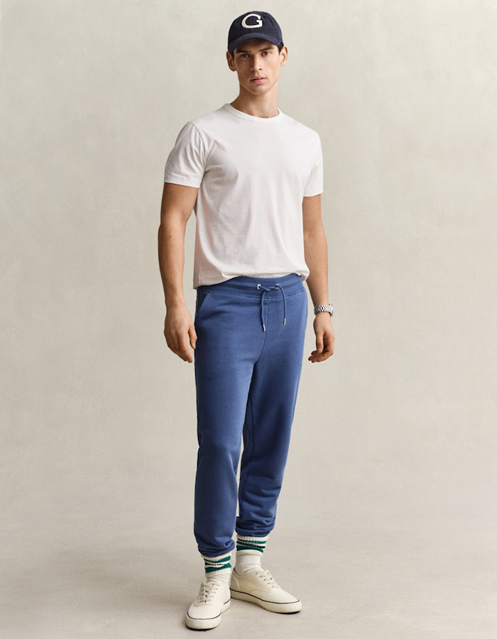 Regular fit joggingbroek met elastische taille in vintage blue