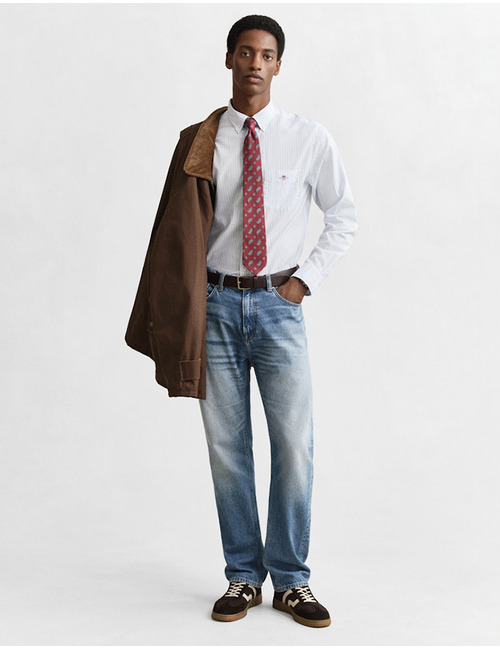 Poplin hemd met strepen in light blue