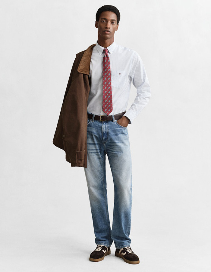 Poplin hemd met strepen in light blue