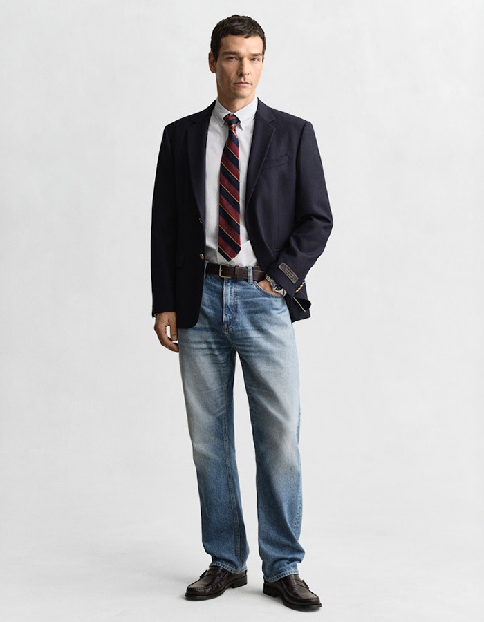 Poplin hemd met bankerstrepen in light blue