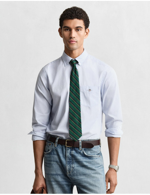 Regular fit poplin hemd met button-down kraag in light blue