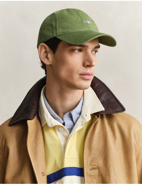 Shield cotton twill cap in herb green