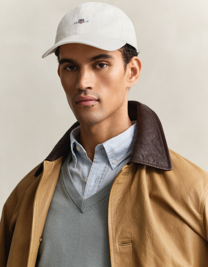 Shield cotton twill cap in eggshell