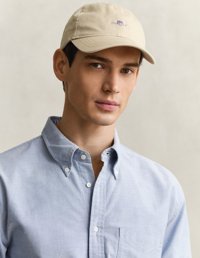 Shield cotton twill cap in oat beige