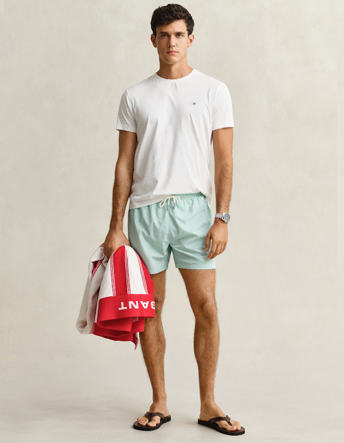 Zwemshort met regular fit in washed turquoise