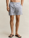 Gestreepte seersucker zwemshort met regular fit in blauw