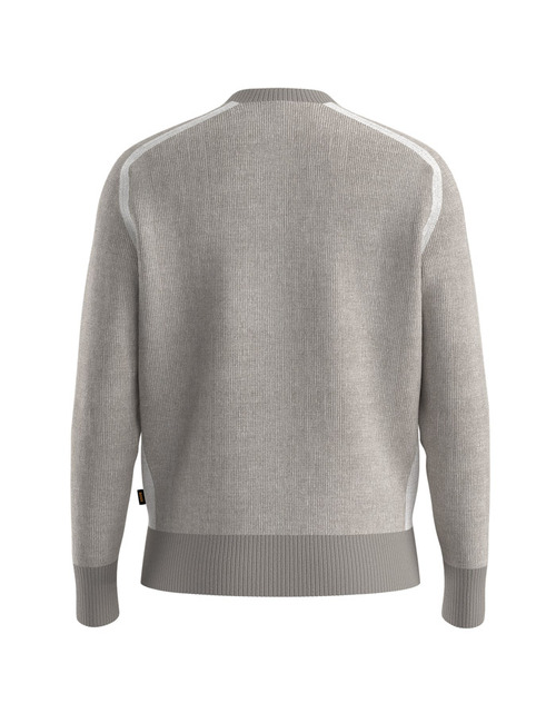 Relaxed fit ribgebreide wollen trui in open grey