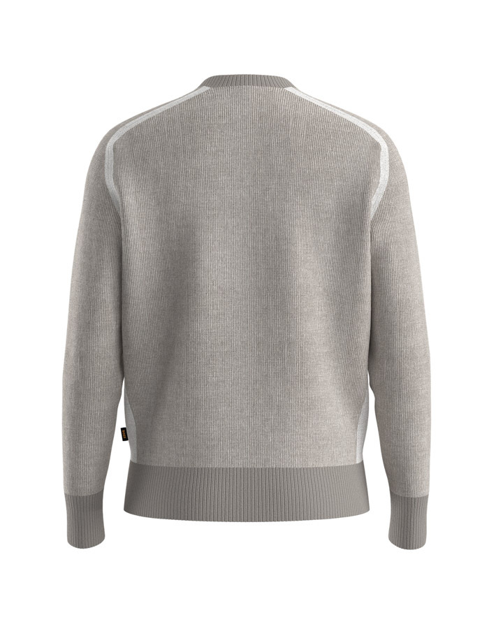 Relaxed fit ribgebreide wollen trui in open grey