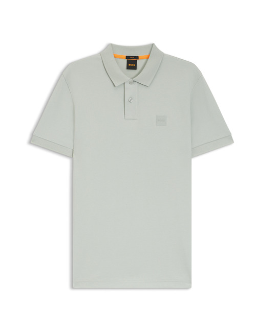 Slim fit stretch piqué polo in zilvergrijs