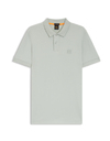 Slim fit stretch piqué polo in zilvergrijs