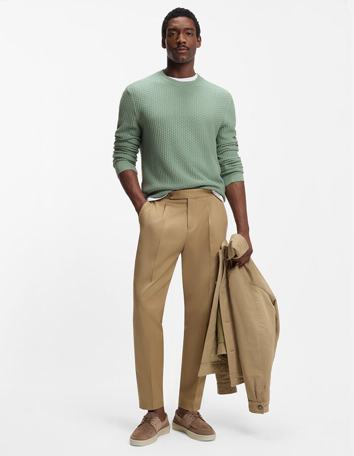 Regular fit katoenen trui met gebreide structuur