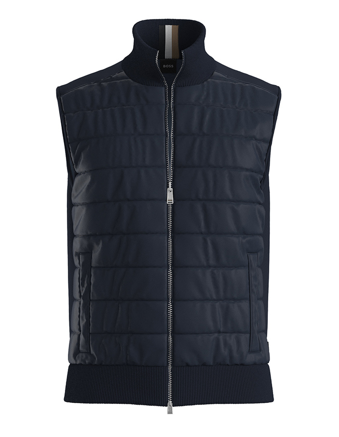 Regular fit bodywarmer met elastische boord in donkerblauw