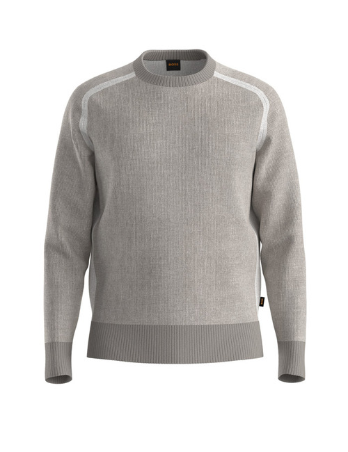Relaxed fit ribgebreide wollen trui in open grey