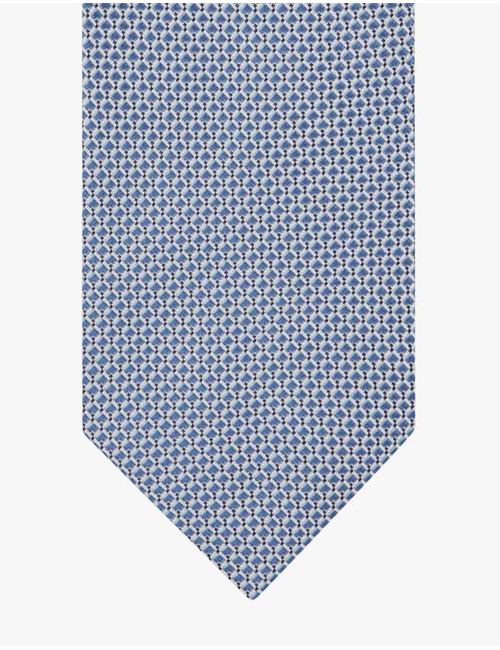 Zijden stropdas met geometrisch motief in light blue