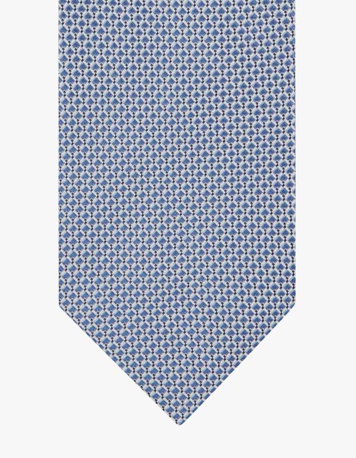Zijden stropdas met geometrisch motief in light blue